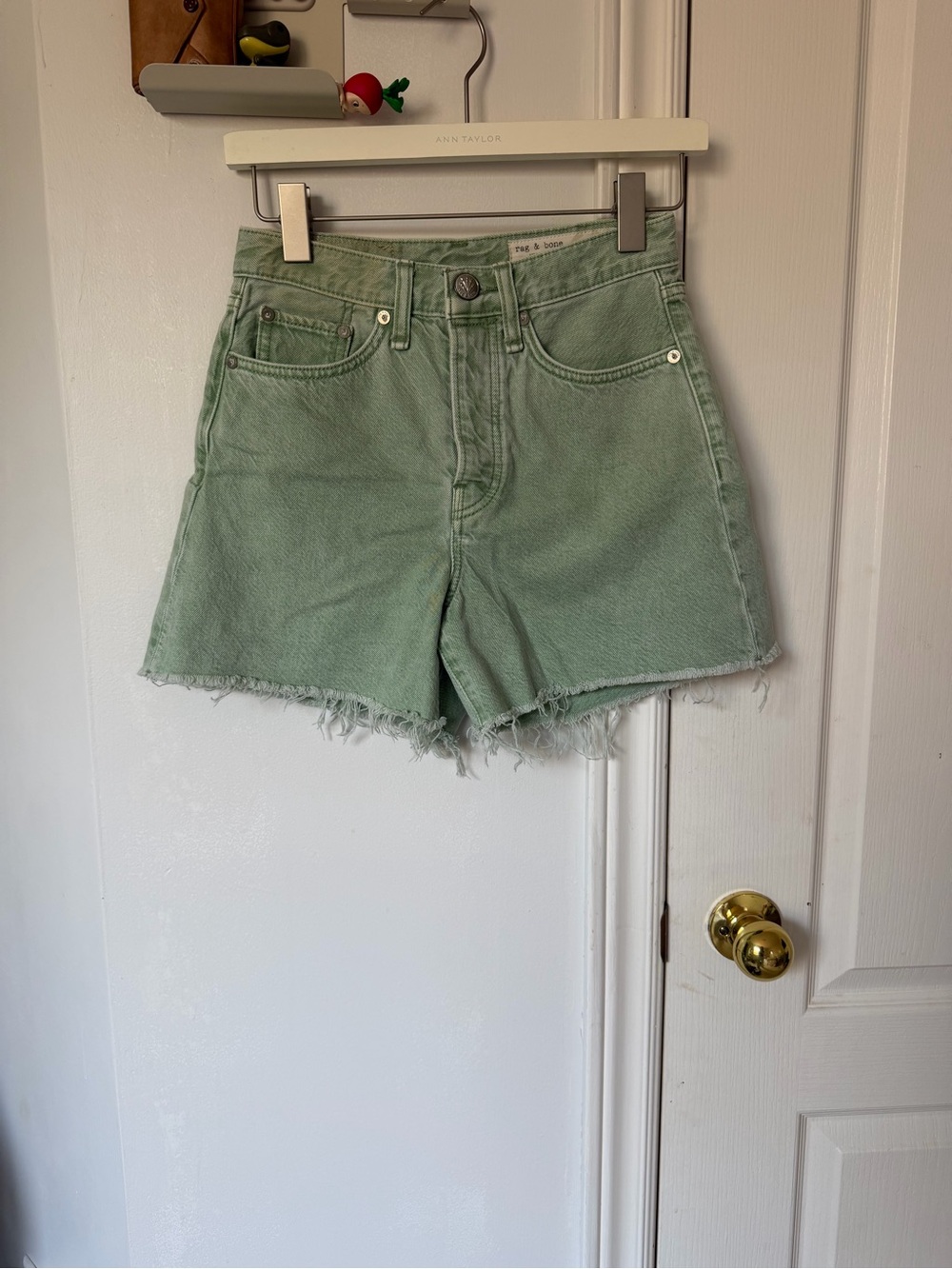Rag&Bone Washed Sage Denim Cutoff Shorts